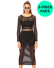 Motel Bobby Skirt and Bonnie Crop in Black Stripe Net