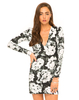 Motel Bon Plunge Neck Bodycon Dress in Tonal Floral Black and White