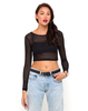 Motel Bonnie Crop in Black Stripe Net