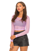 Motel Bonnie Crop in Lilac Stripe Net
