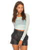 Motel Bonnie Crop in Mint Stripe Net