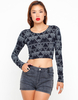 Motel Bonnie Crop Top in Black Pyramid Print
