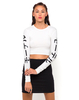 Motel Bonnie Long Sleeve Crop in White Japanese Writing