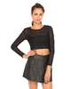 Motel Bonnie Long Sleeve Crop top in Honeycombe Black Spandex