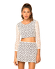 Motel Bonnie Long Sleeve Crop Top in Black and White Lace