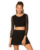 Motel Bonnie Long Sleeve Crop Top in Black Lace