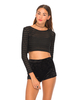Motel Bonnie Long Sleeve Crop Top in Black Net Stripe