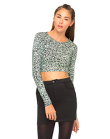 Motel Bonnie Long Sleeve Crop Top in Static Mint