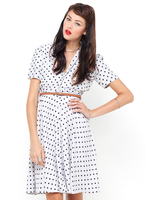 Motel Bree Midi Dress in Grey Polka Dot