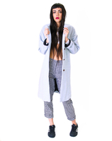Motel Brenton Boyfriend Coat in White and Blue