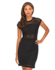 Motel Brooklyn Capped Sleeve Dress in Black Stripe Net