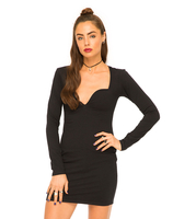 Motel Brylee Long Sleeve Bodycon Dress in Black