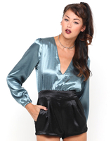 Motel Bubble Plunge Neck Playsuit in Green
