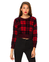 Motel Buttercup Cropped Jumper in Black and Red