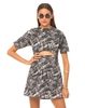 Motel Caitlin Cut Out Dress in Cross Hatch Black and White