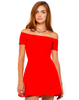 Motel Catalina Off Shoulder Skater Dress in Red