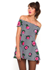 Motel Catalina Off Shoulder Skater Dress in Rose Wave