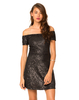 Motel Catalina Off The Shoulder Dress in Black Matte