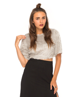 Motel Celia Box Crop Top in Fringe Silver