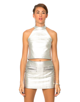 Motel Cetus Bodycon Mini Skirt in Silver Foil