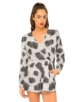 Motel City Long Sleeve Playsuit in Static Rose