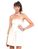 Motel Cocktail Skater Dress in Cream Damask