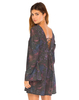 Motel Cross Long Sleeve Shift Dress in Midnight Bloom