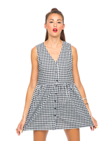 Motel Dakota Sleeveless Dress in Gingham Check Black and White