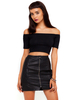 Motel Dana Off Shoulder Crop Top in Black