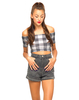 Motel Dana Off Shoulder Crop Top in Gingham Small