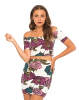 Motel Dana Off The Shoulder Crop in Museum Floral Midnight