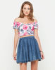 Motel Dani Off Shoulder Crop in Pink Flower Buzz print