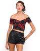 Motel Dani Off Shoulder Crop Top in Tiger Rose Print