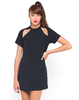 Motel Dania Cut Out Shoulder Shift Dress in Black
