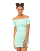 Motel Debbie Off the Shoulder Dress in Mint