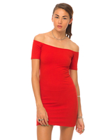 Motel Debbie Off the Shoulder Dress in Red