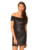 Motel Debbie Sequin Dress in Black Matte