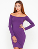 Motel Deborah Long Sleeve Off Shoulder Dress in Plum