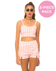 Motel Dixie Short And Josie Crop Top Pack in Pink Gingham