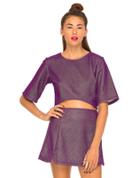 Motel Dusty Crop Top in Glitter Dust Lilac