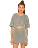 Motel Dusty Crop Top in Glitter Dust Silver