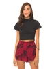 Motel Francine High Waisted Short in Tonal Floral Maroon