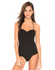Motel Fruit Pastel Halterneck Swimsuit in Black