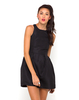 Motel Girly Skater Dress in Embossed Flower Black
