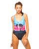 Motel Goddess High Leg Swim Suit in Sunset Palm
