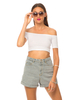 Motel Ibu High Waisted Short in Wash Blue