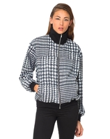 Motel Indra Track Top in Hounds Tooth Black and White