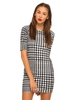 Motel Isla Bodycon Dress in Hounds Tooth Black and White