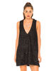 Motel Jazz Plunge Neck Dress in Black