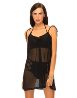 Motel Jean Strappy Net Dress in Black